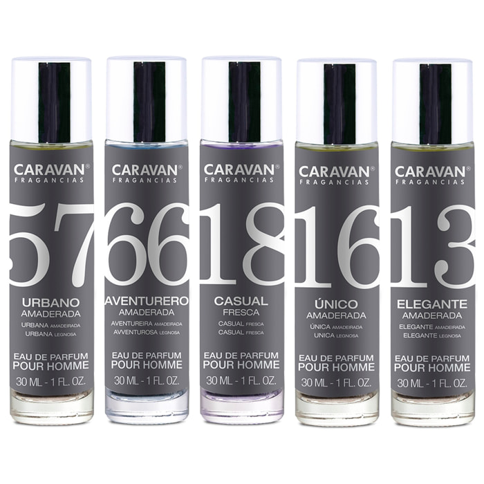 5x caravan perfumes surtidos de hombre nº13 + nº16 + nº18 + nº56 + nº57.