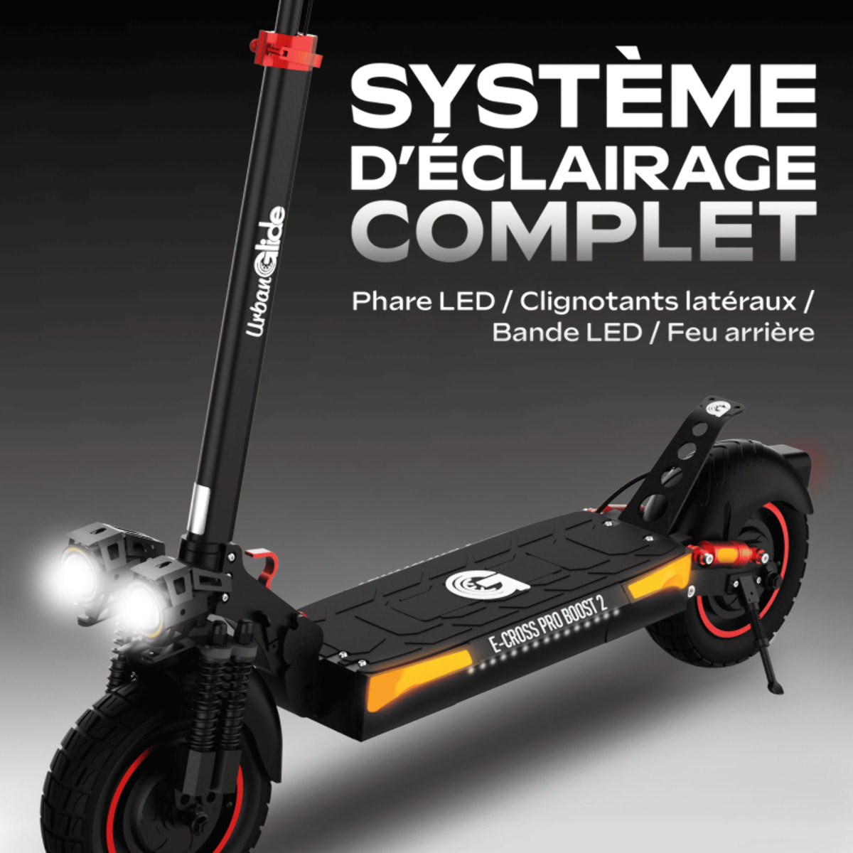 Trottinette électrique UrbanGlide E-Cross Pro Boost 2 – 2x800W, 50 km, 10" tout-terrain