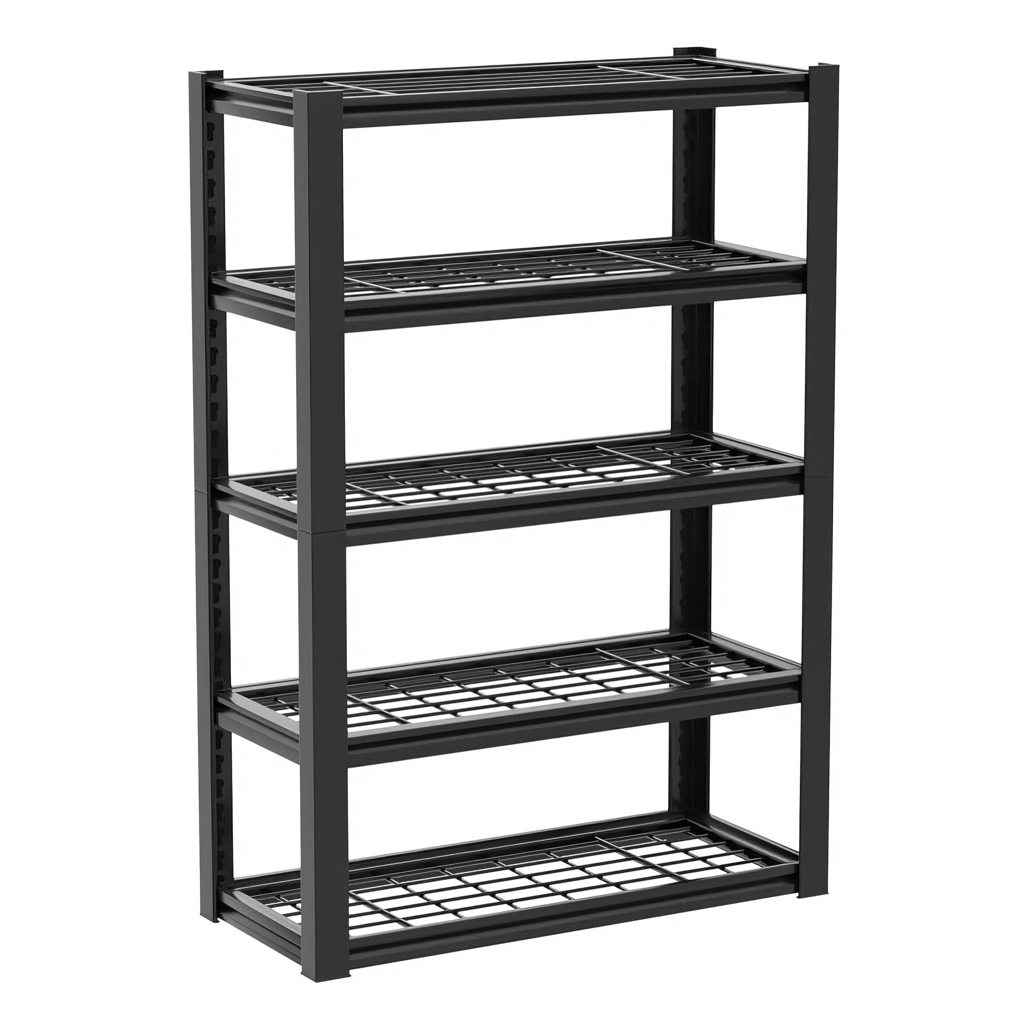 Mesh 185 - Scaffale in Metallo 185x100x40 cm con 5 Ripiani in Reticolato Portata 1365Kg Nero
