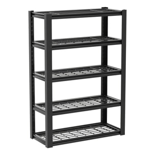 Mesh 185 - Scaffale in Metallo 185x100x40 cm con 5 Ripiani in Reticolato Portata 1365Kg Nero