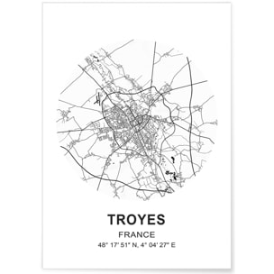 Affiche Carte Troyes