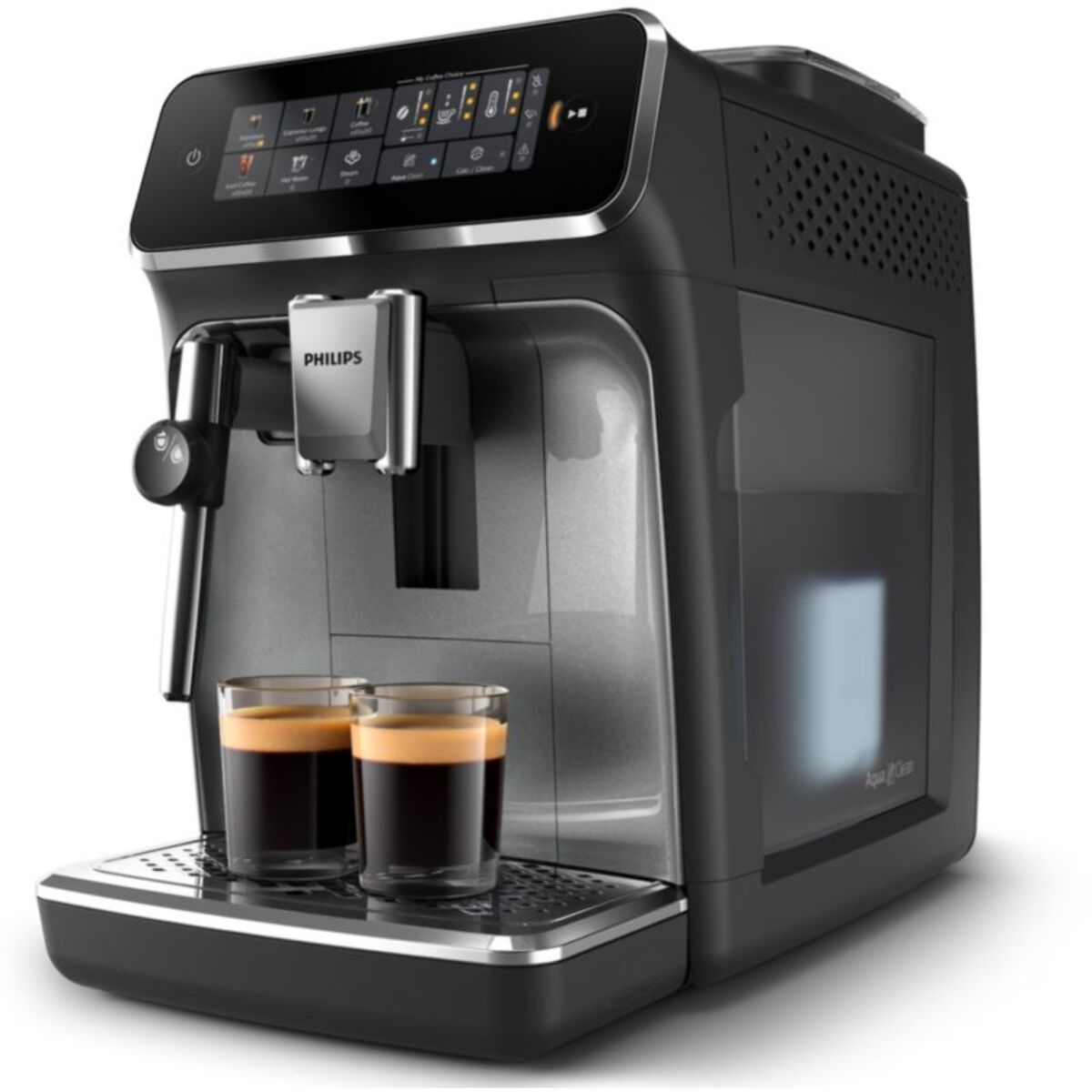 Expresso Broyeur PHILIPS EP3329/70 cafetière à grain série 3300, mousseur à lait, 5 boissons, SilentBrew, Noir mat