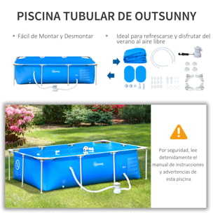 Piscina Desmontable 252x152x65 cm Rectangular con Depuradora Cartucho 2163L Azul