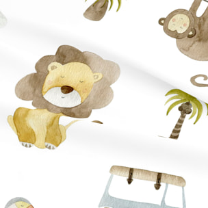 Cool Kids - Juego de Sábanas Estampadas - Infantil - Incluye 1 Funda de Almohada + 1 Sábana Bajera - 100% Algodón - Serengeti