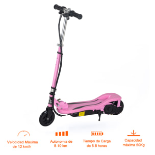 Patinete Eléctrico Plegable Metal 75x36x82-93 cm Rosa