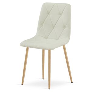 Set di 2 sedie Libra in tessuto beige e gambe effetto legno