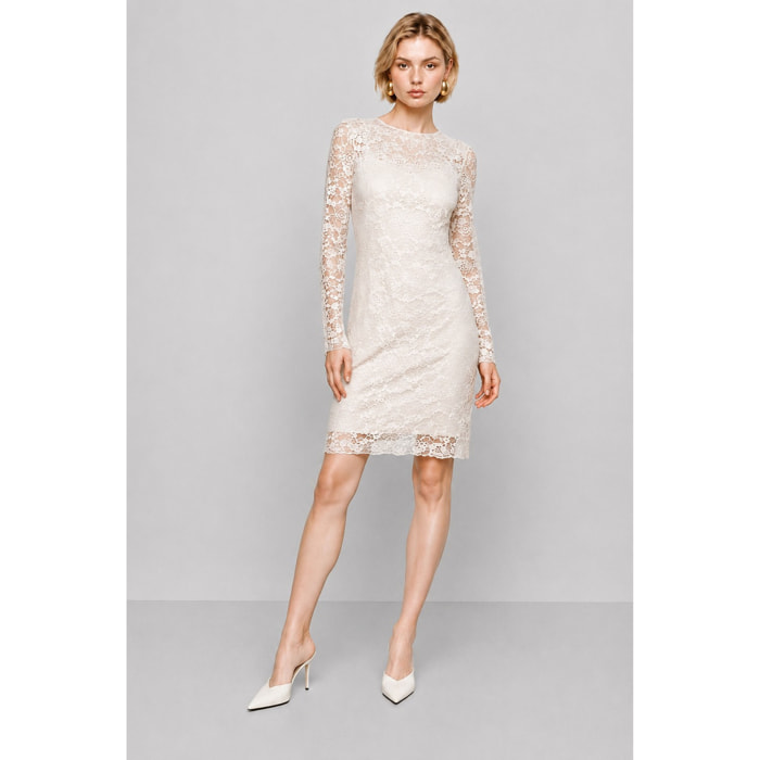 Kocca - Abito da donna in pizzo floreale con maniche lunghe Donna