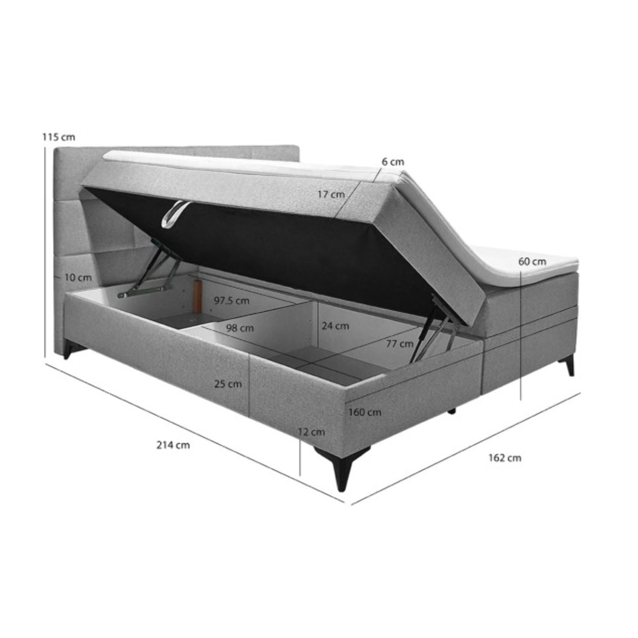 Lit boxspring 160x200 avec coffre - TRESSERVE