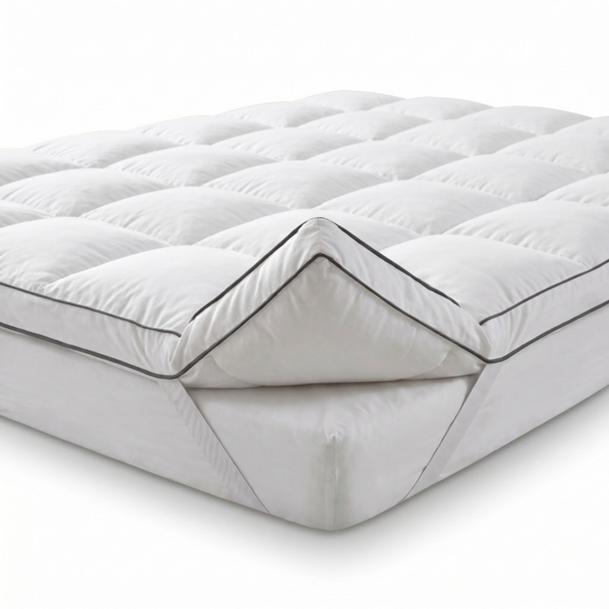 Topper materasso 160x200 + 5 cm, in piumino e piuma d’oca, effetto nuvola ultra soffice, traspirante e termoregolante, con angoli elasticizzati, rivestimento downproof OEKO-TEX, ideale per migliorare comfort e qualità del riposo