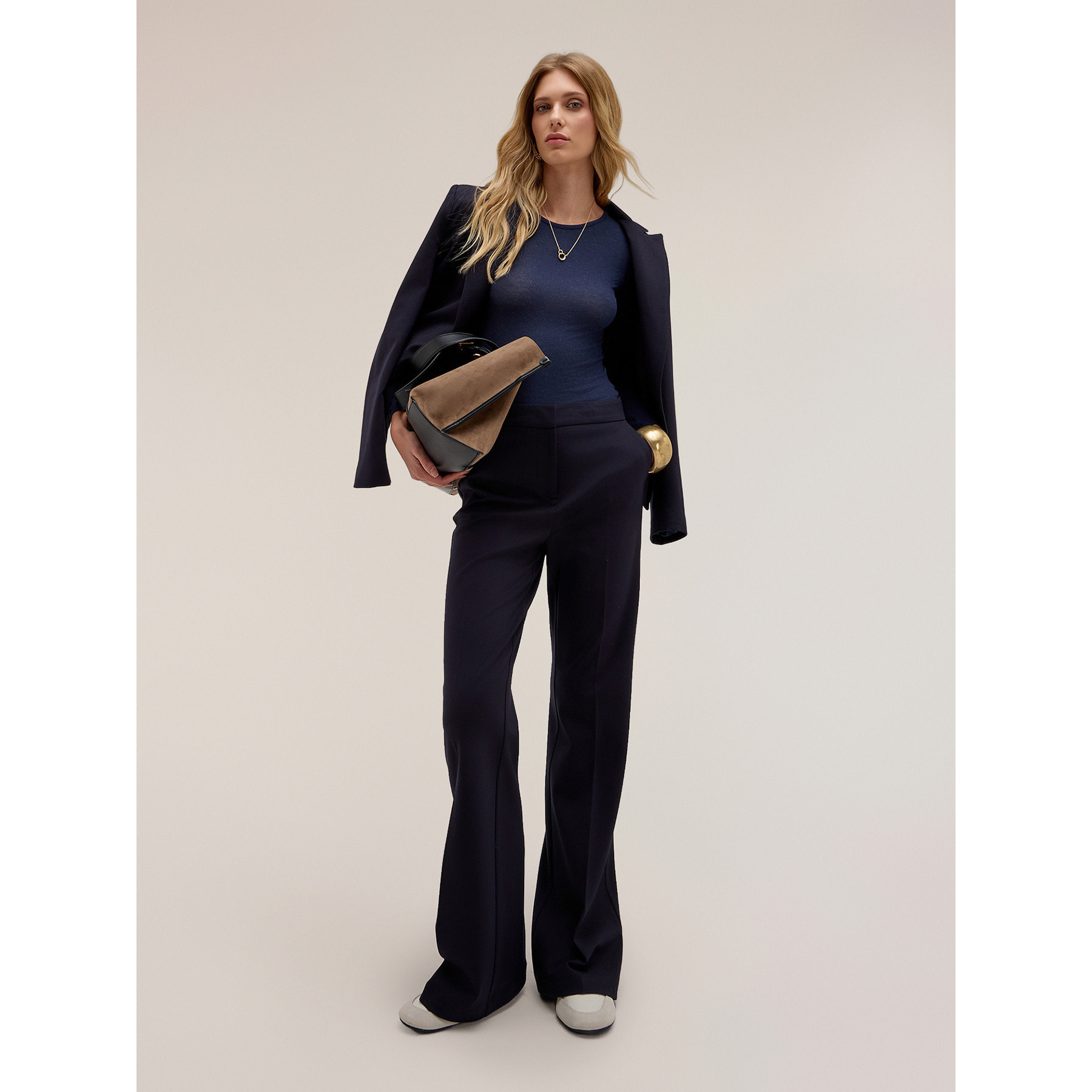 Motivi - Pantaloni flare in punto milano - Blu
