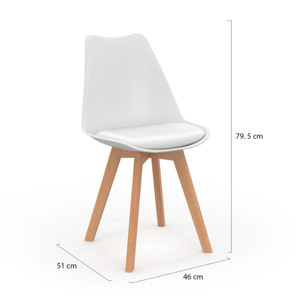 Chaises Nordia pieds bois de hêtre - Blanc