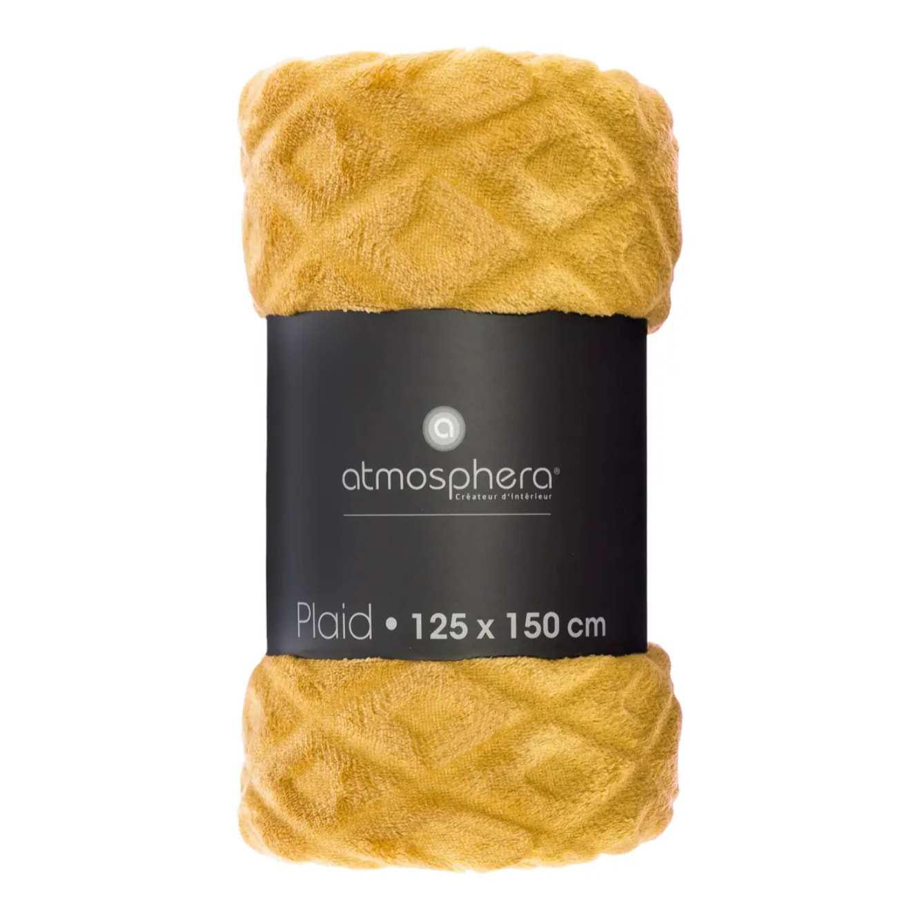 Plaid "Losange" flanelle jaune moutarde 125x150cm