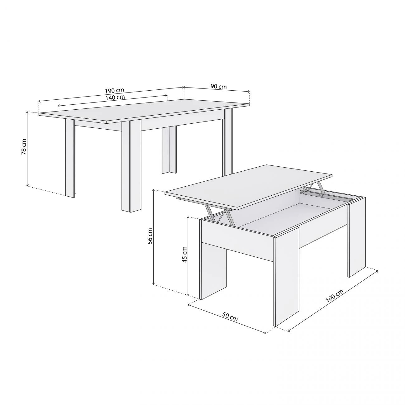 Pack mesa de comedor 140 y mesa de centro Vita Blanco Artik (Blanco Mate)