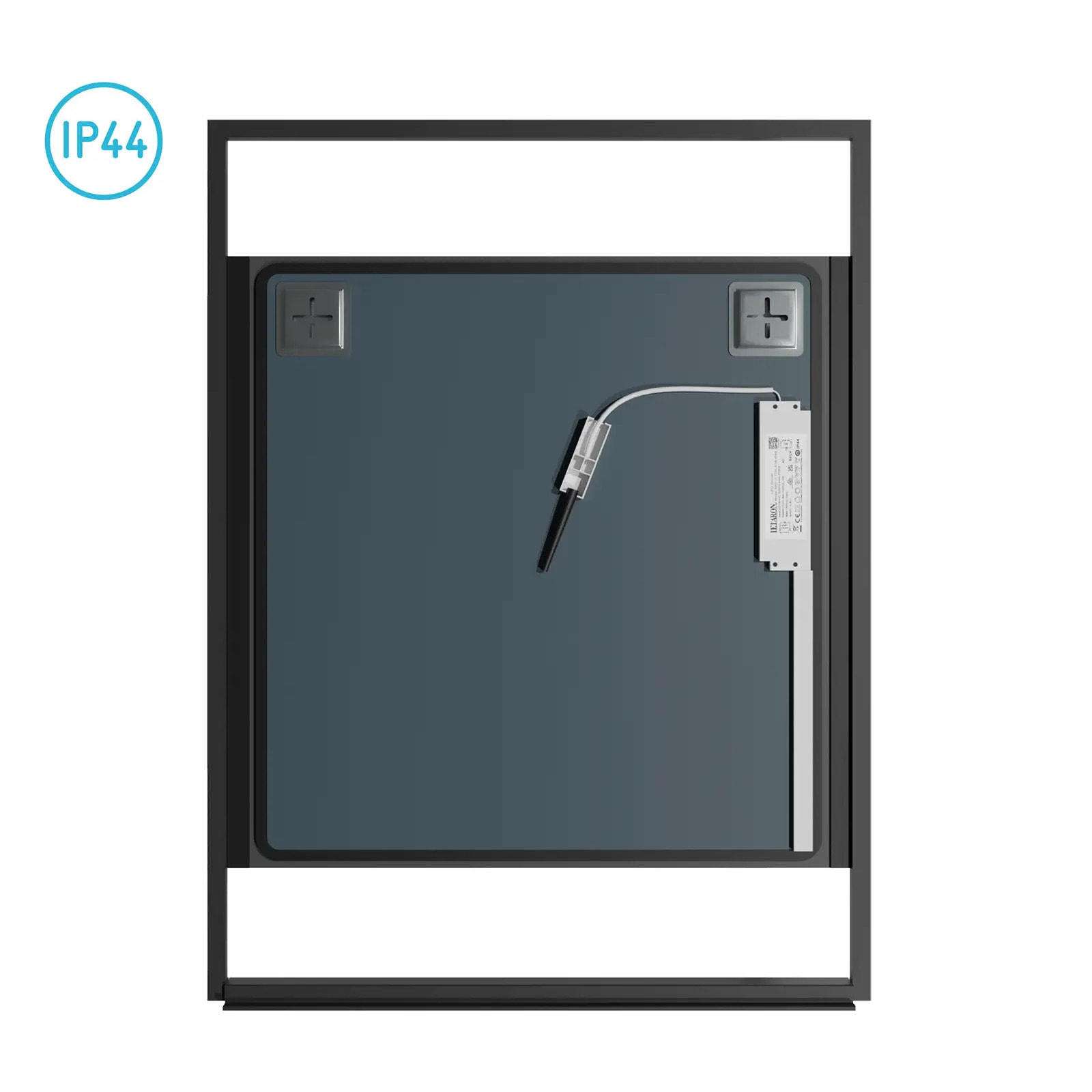 Miroir salle de bain LED auto-éclairant 60x80cm - laqué noir mat - FRAMED MIRROR LED