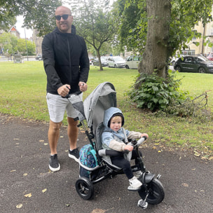 Triciclo para Bebés Triciclo Evolutivo para Niños con Toldo Plegable Mango de Empuje Telescópico y Desmontable Bolso para Mamá y Portabotellas 102x49x102 cm Gris