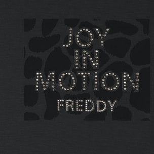 T-shirt cropped senza maniche in jersey viscosa con grafica