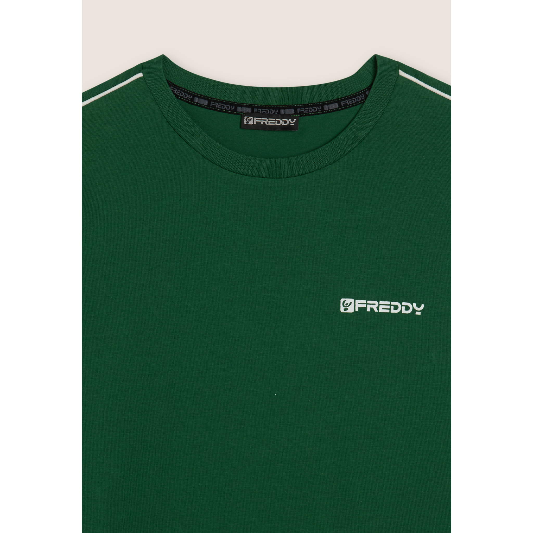 T-shirt manica lunga in jersey con cuciture a contrasto