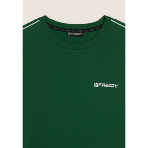 T-shirt manica lunga in jersey con cuciture a contrasto