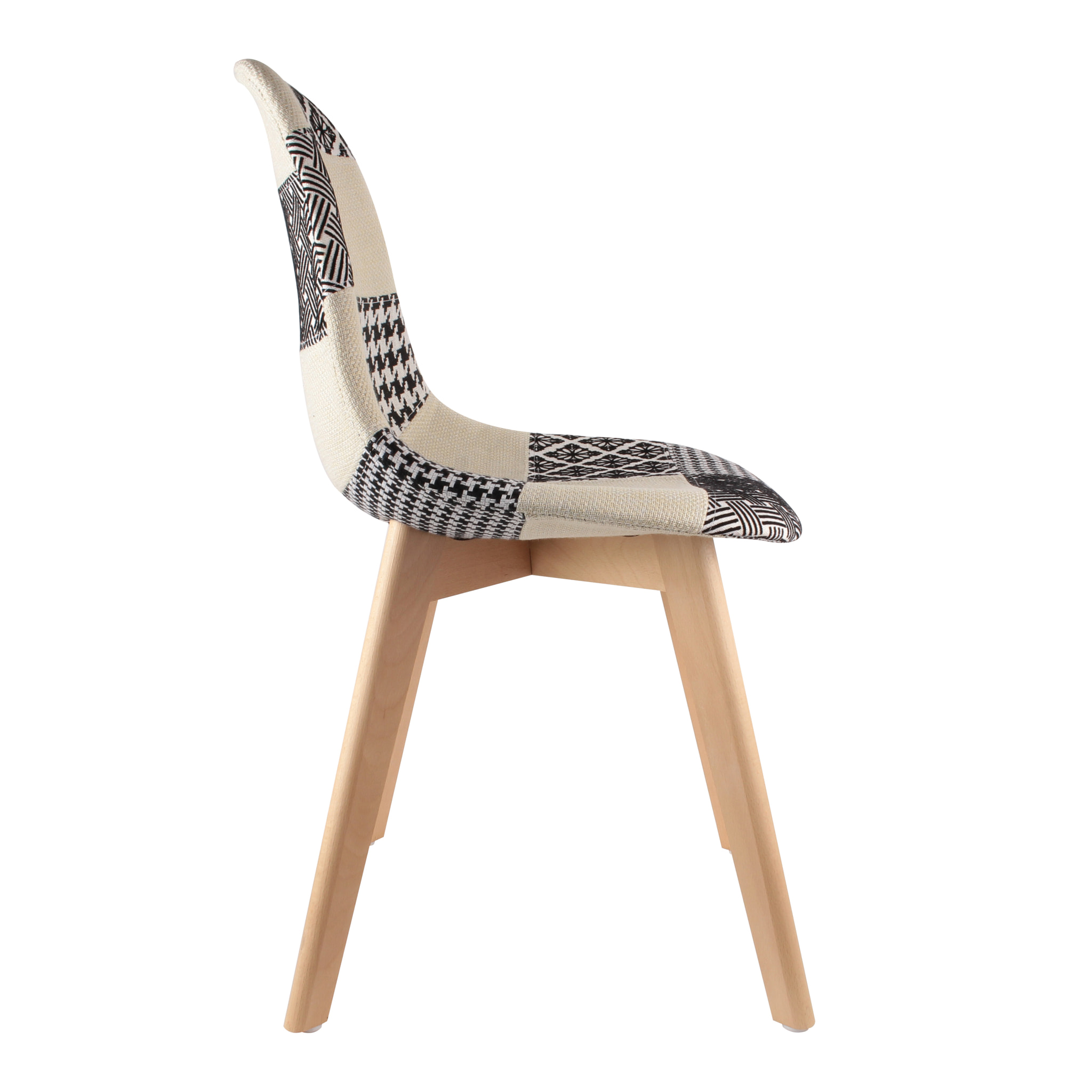 Chaise Scandinave Patchwork Noir Blanc - Lot De 2