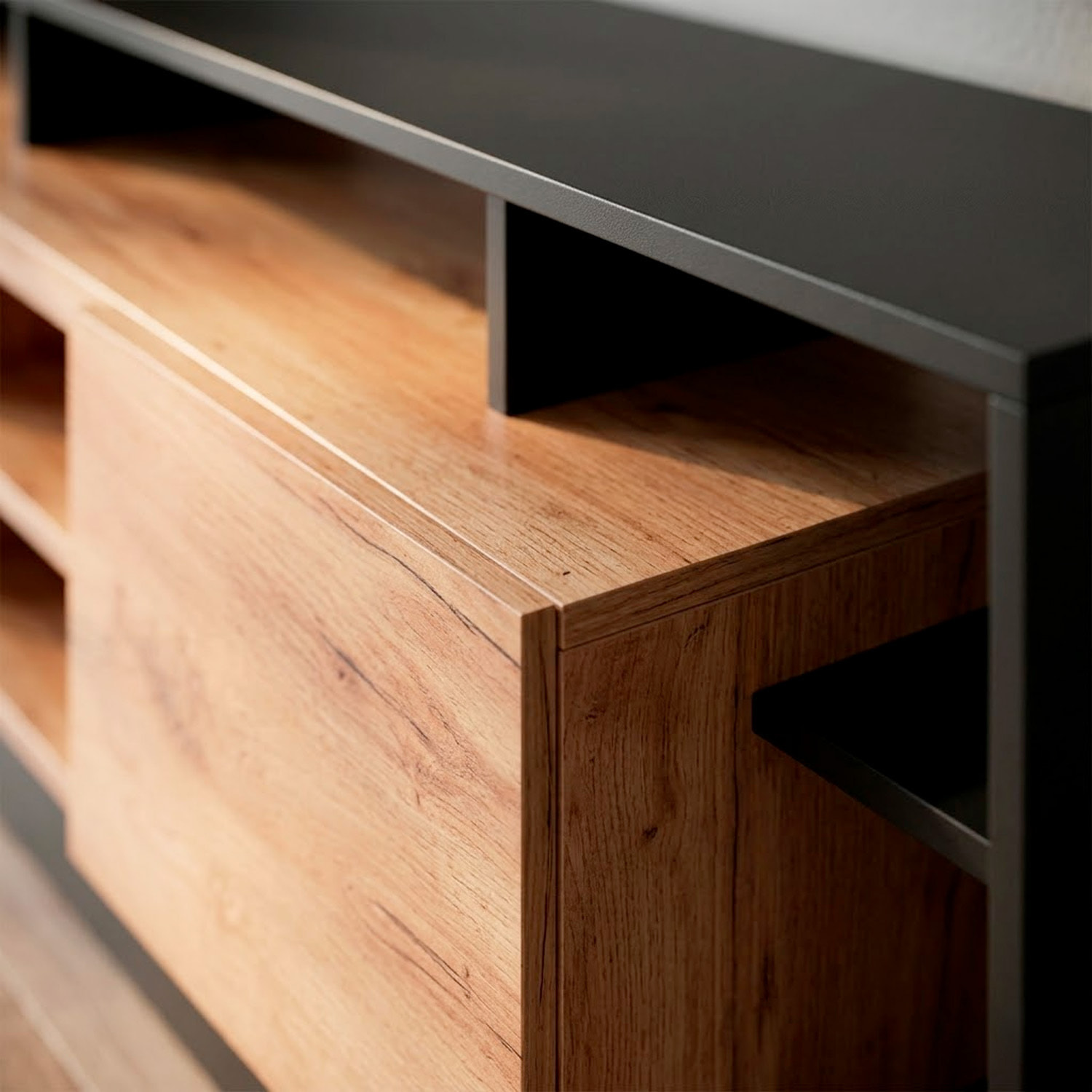 Parete attrezzata mobile da soggiorno mobile da tv moderno  260 x  43.6 x 171.5 cm Rovere e Antracite