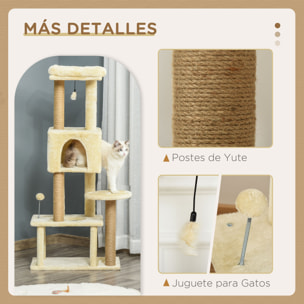 Árbol Rascador para Gatos Grande 60x34x136cm Centro de Actividades Plataformas