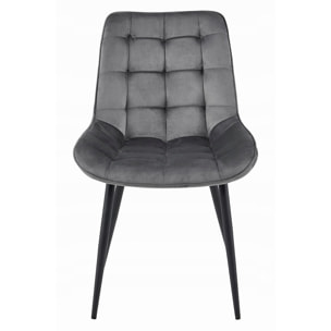 Sedia Bera in velluto grigio scuro e metallo nero