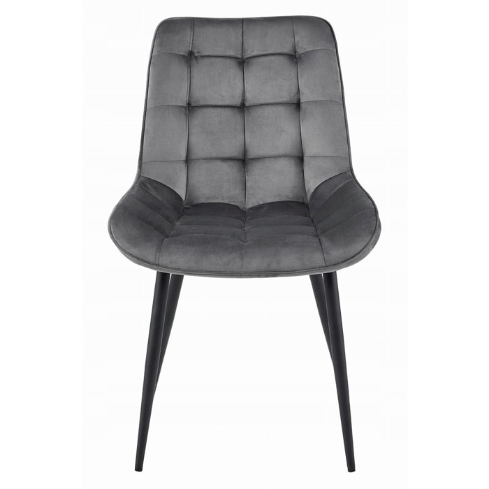 Sedia Bera in velluto grigio scuro e metallo nero