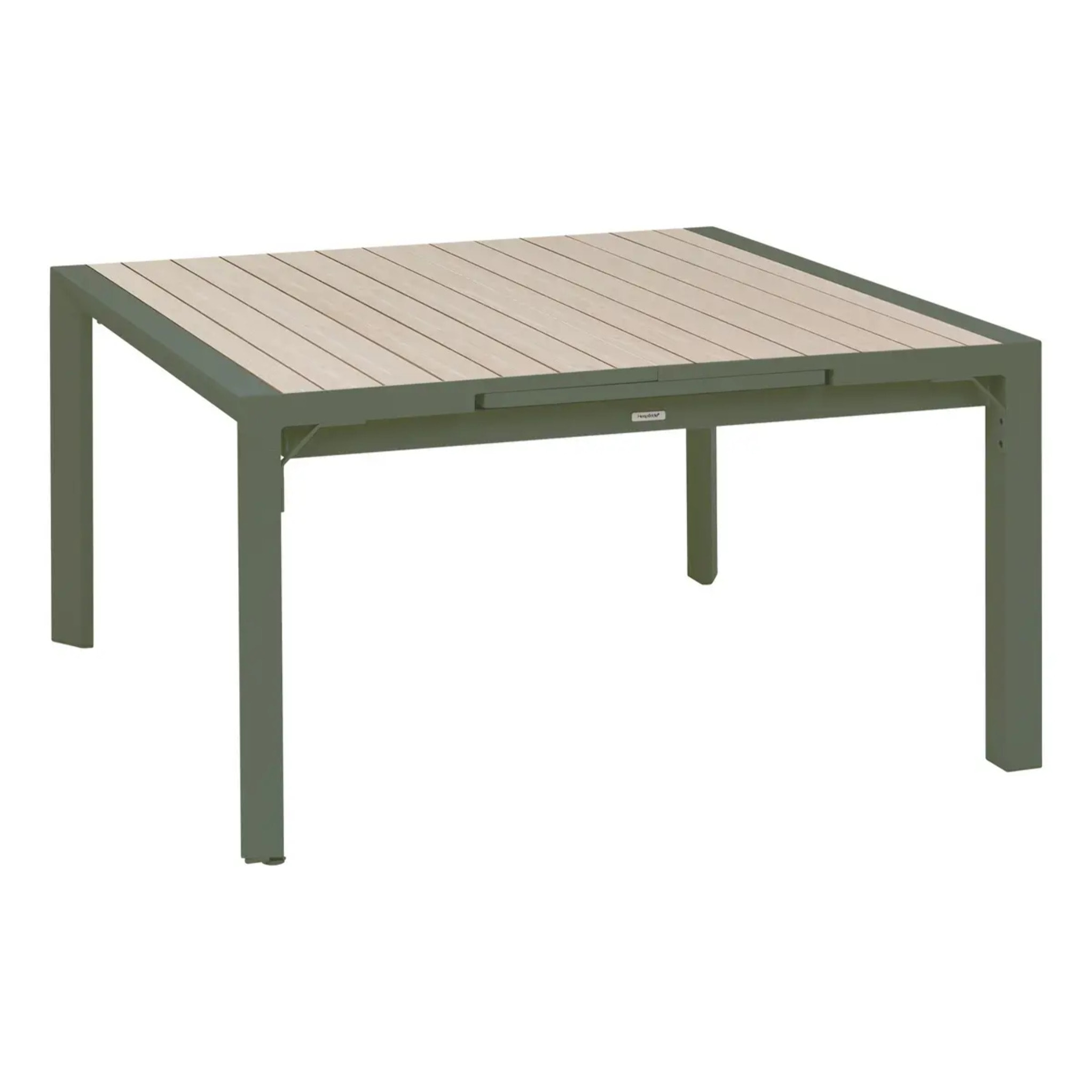 Table de jardin carrée 10 places Evasion extensible beige lin/laurier