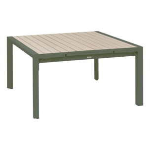 Table de jardin carrée 10 places Evasion extensible beige lin/laurier