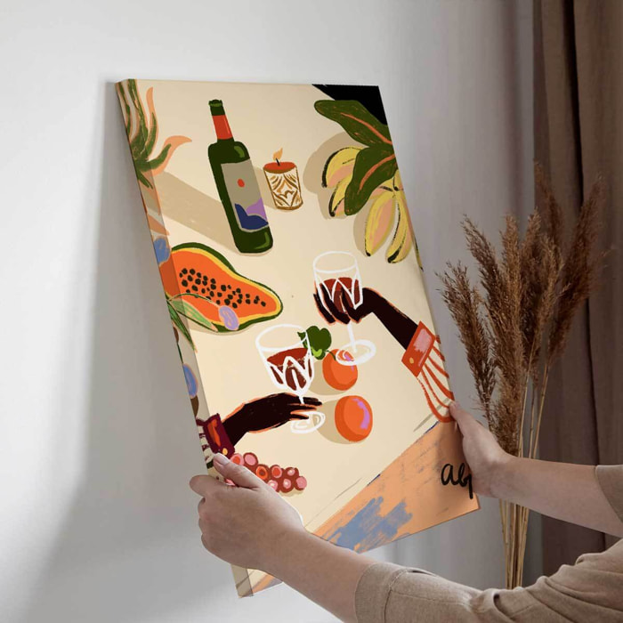 Tableau cuisine vintage On trinque sous les tropiques Toile imprimée