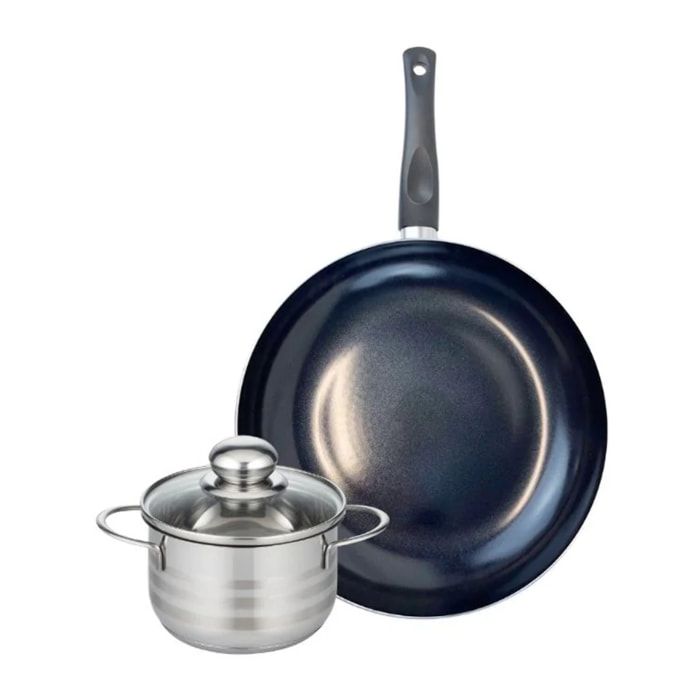 Ensemble de 1 Poêle de cuisson 28 cm et 1 faitout 14 cm Elo Prima Brillant