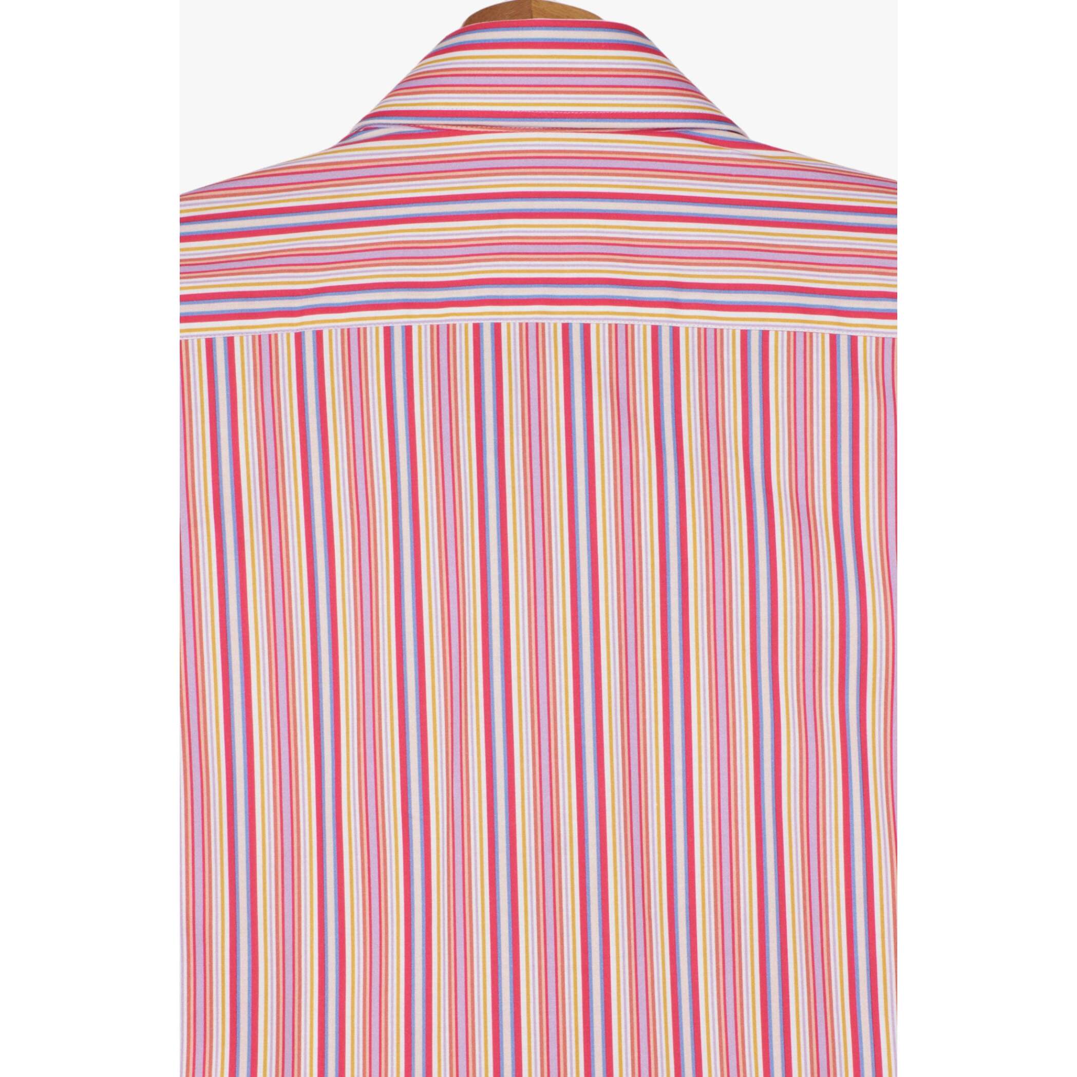 Camicia Uomo 1 Bottone Button Down Slim Popeline Stampato Fuxia Lilla