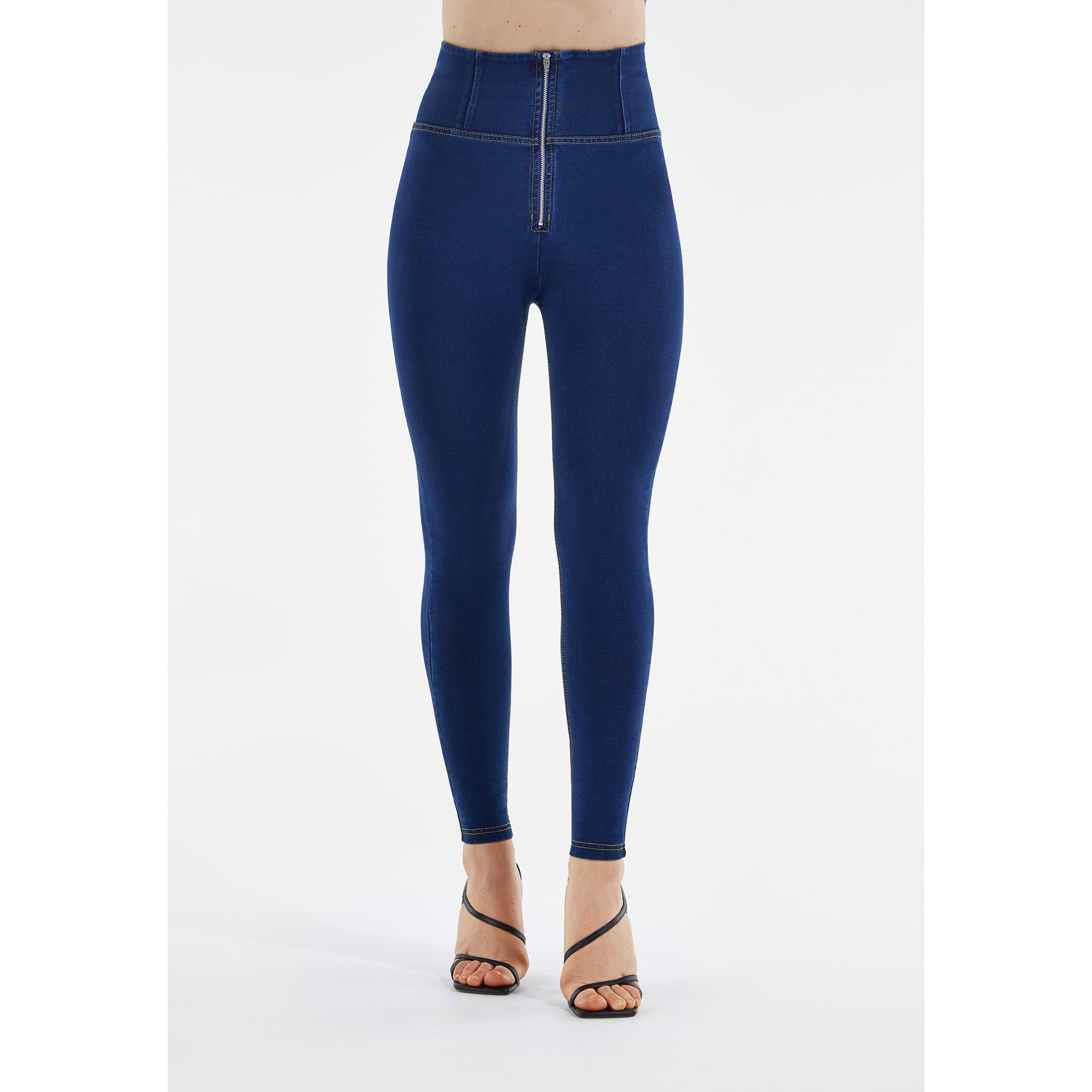 Jeggings push up WR.UP® vita super alta con zip in tono