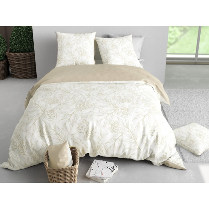 Parure Housse De Couette 3pcs 100% Satin de Coton 120 Fils SUZANNE