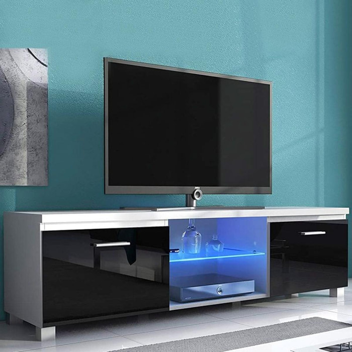 Mueble TV LED Blanco - Negro