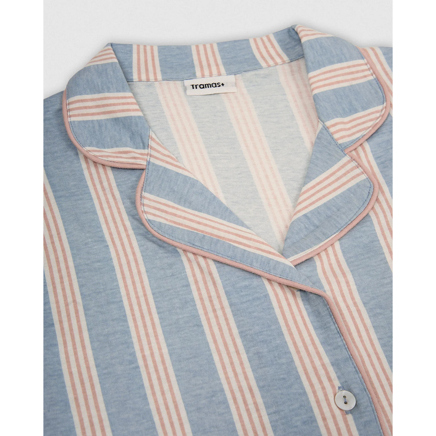 Pijama largo camisero algodón raya zena índigo
