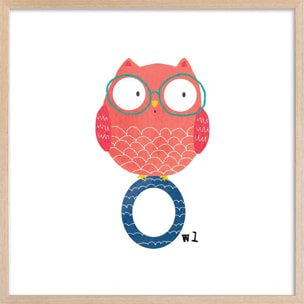 Affiche enfant o comme owl Affiche + cadre en bois - Chêne