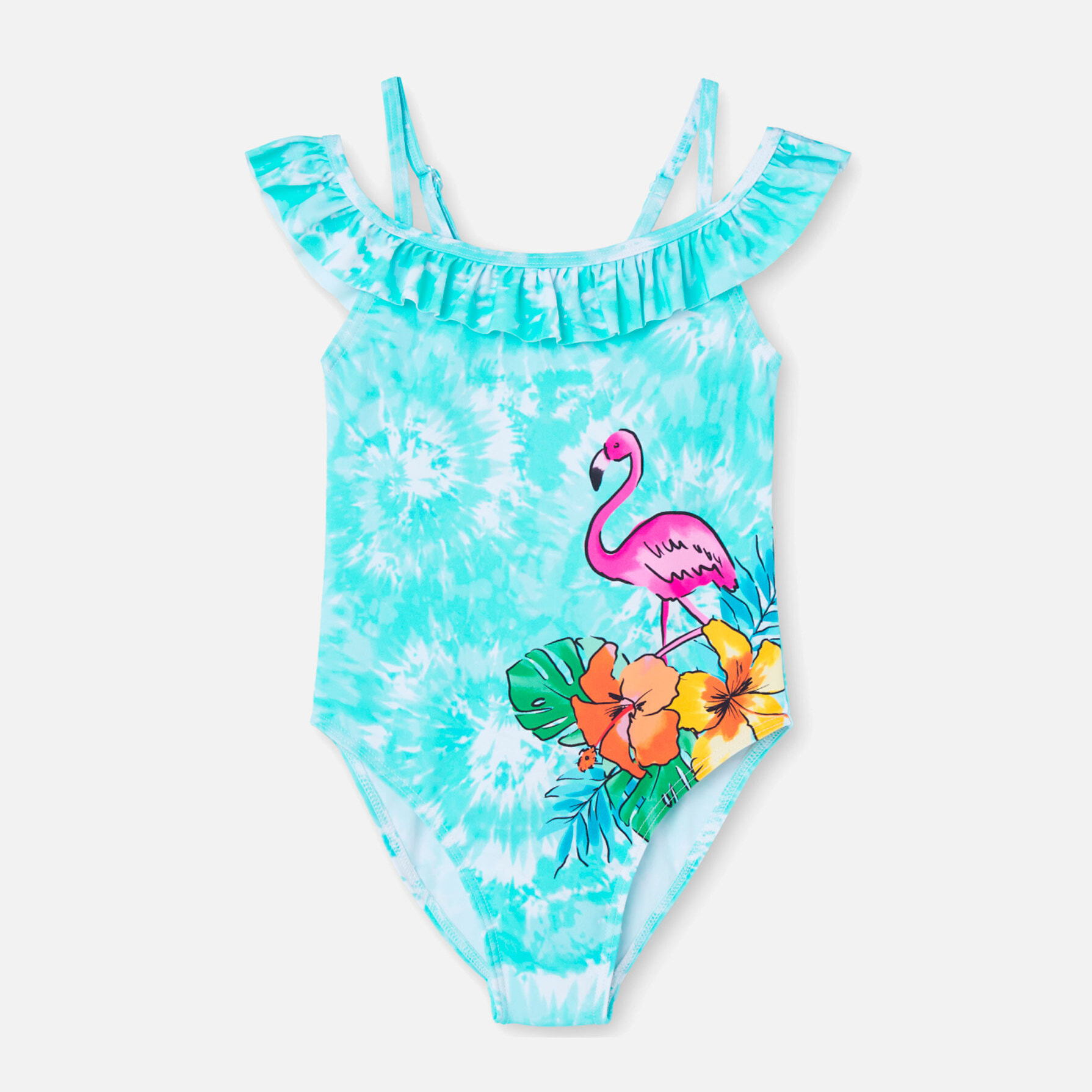 Bañador estampado niña, algodón, estampado, azul claro
