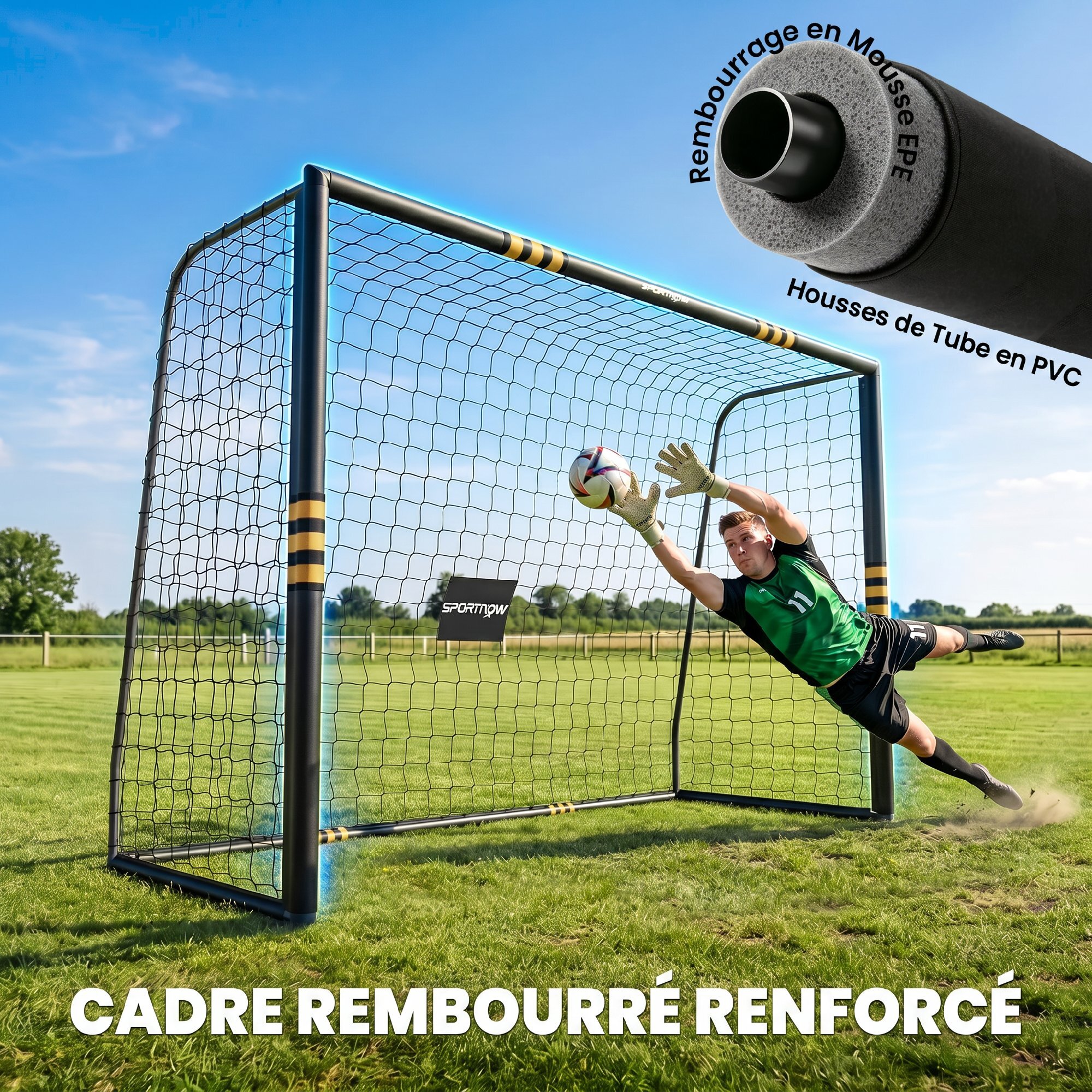 But de football - cage de foot - but futsal dim. 3L x 2H m - châssis métal moussé