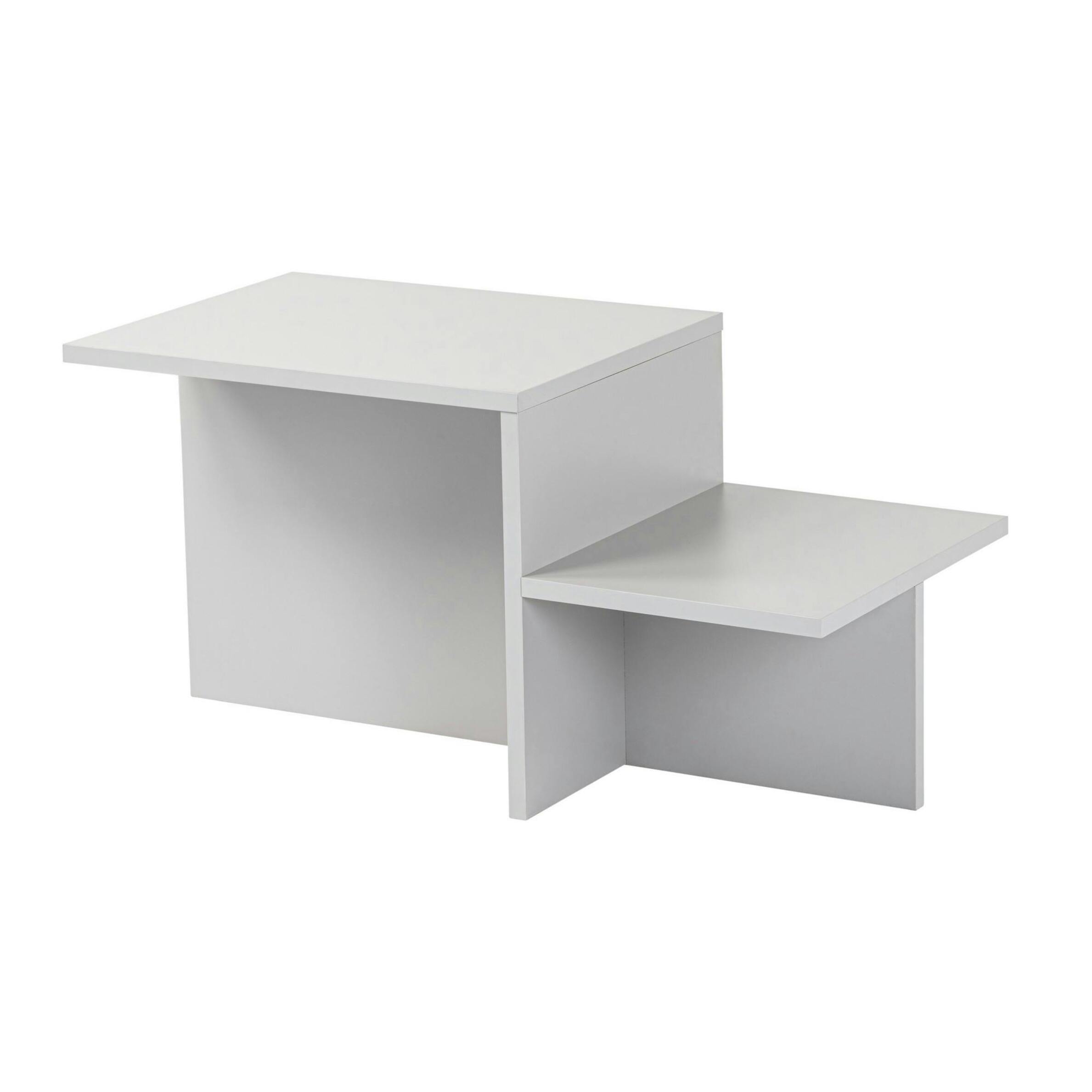 Table basse moderne grise - effet laqué, 2 niveaux MARFA