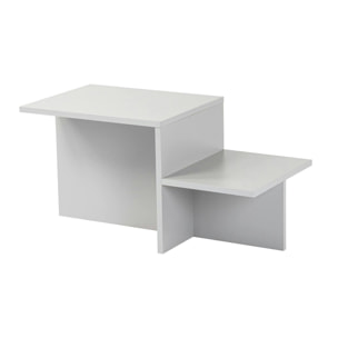 Table basse moderne grise - effet laqué, 2 niveaux MARFA