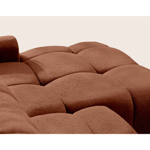 Yulin - Canapé d'angle ouvert droit 4 places convertible avec coffre en tissu bouclette - Rouille