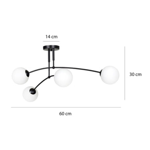 Lampada a sospensione PREGOS in metallo nero e vetro bianco