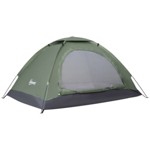 Tienda de Campaña para 2 Personas Tienda de Camping Plegable con 2 Ventanas de Malla Bolsillo Bolsa de Transporte y Marco de Fibra de Vidrio 206x152x110 cm Verde