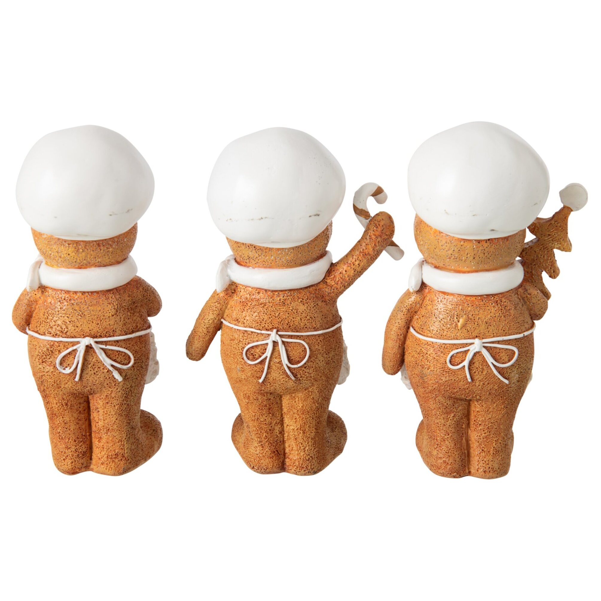 J-Line Pain d’épice cuisinant - polyrésine - beige/blanc - large - assortiment de 3