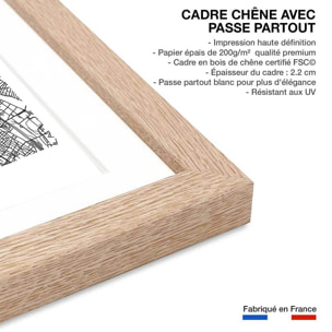 Affiche graphique paris france Affiche + cadre en bois - Chêne
