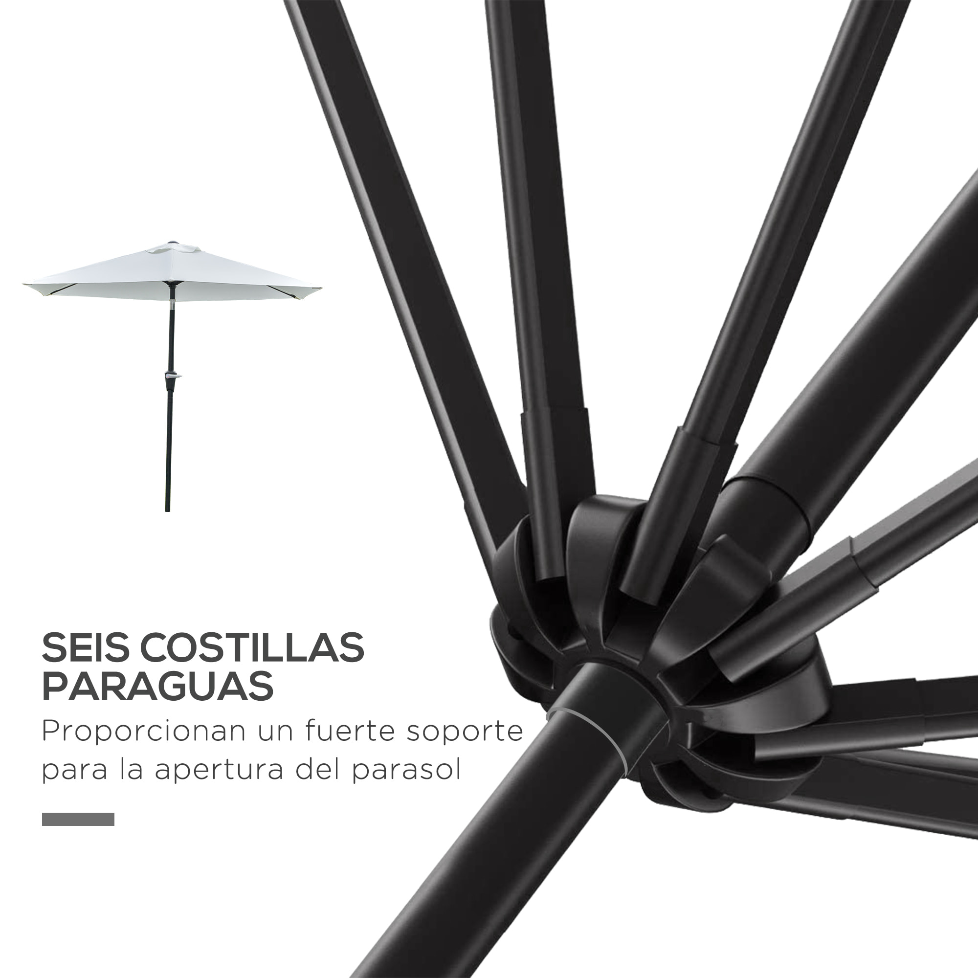 Sombrilla de Jardín Ø230x216 cm Parasol de Terraza con Apertura Manual Ángulo Ajustable e Impermeable para Balcón Piscina Crema