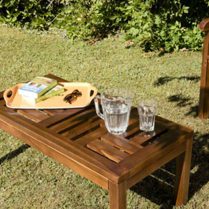 HANNA - Table basse de jardin rectangulaire 100 x 50 cm en bois teck huilé