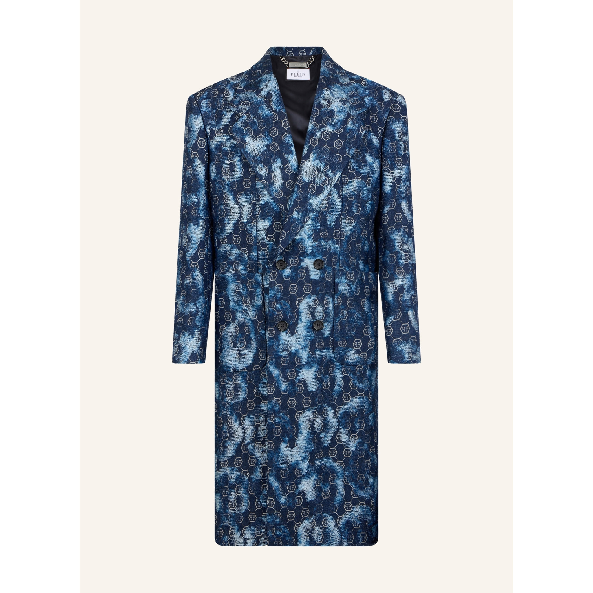 PHILIPP PLEIN Jacquard Denim Coat Monogram