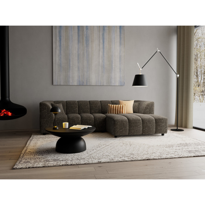 Curtis - canapé d'angle droit 4 places avec accoudoir en tissu texturé - Vert Olive